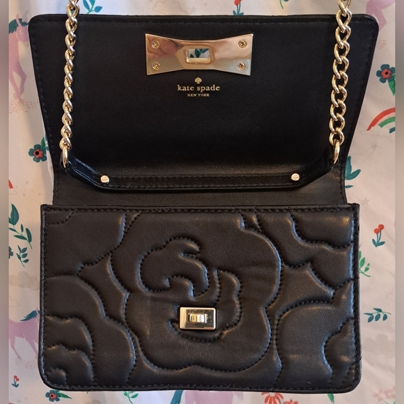 NWOT Kate Spade Sedgewick Black Quilt Leather Casual Everyday Clutch Purse Bag - Picture 9 of 15